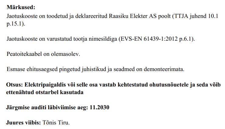 Elektripaigaldise auditi korraldamine