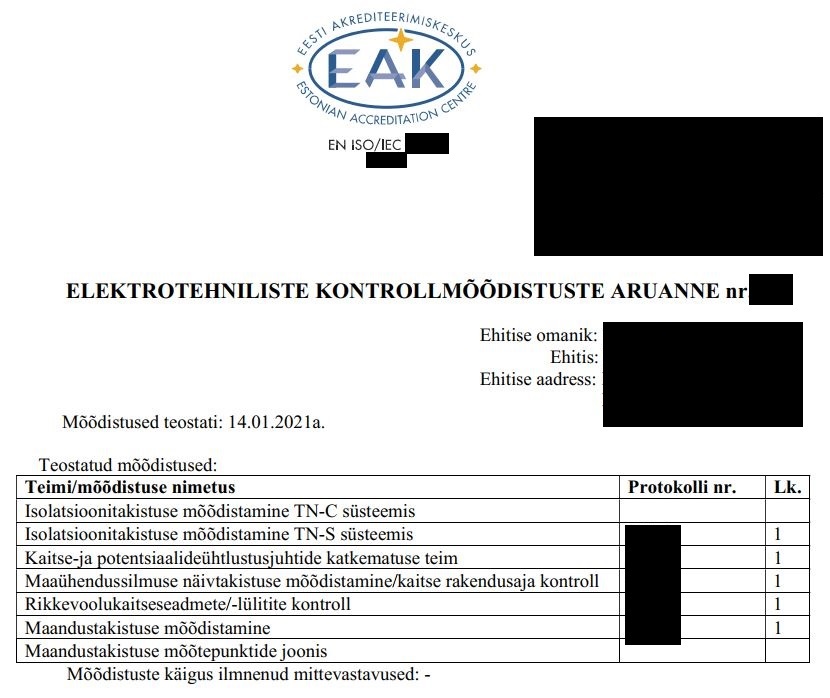 Elektrotehniliste kontrollmõõtmiste korraldamine
