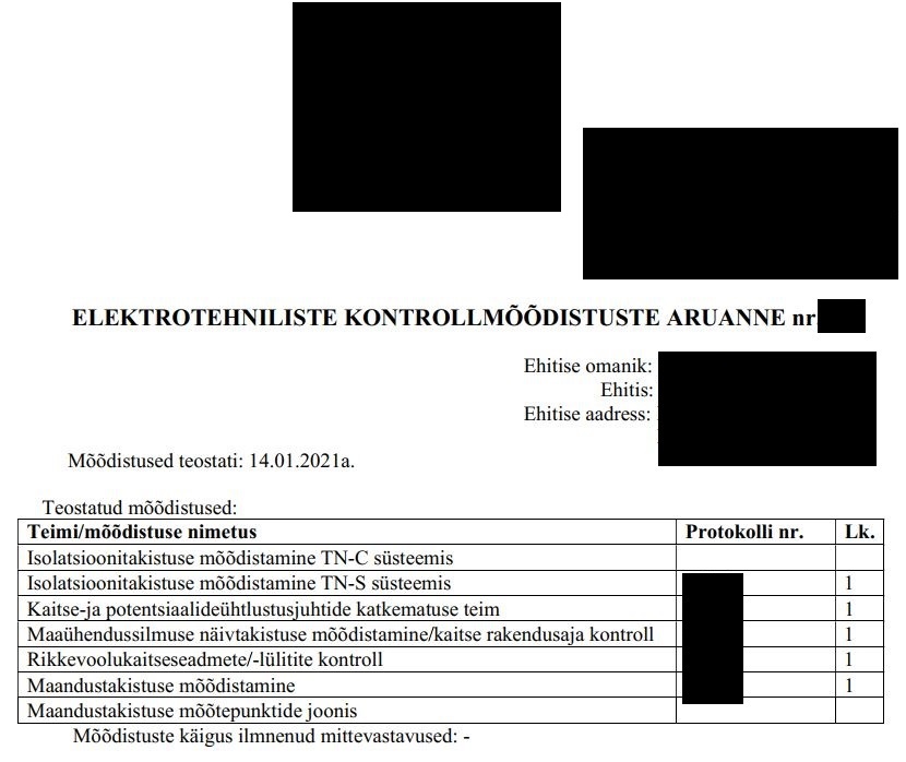 Elektrotehniliste kontrollmõõtmiste korraldamine